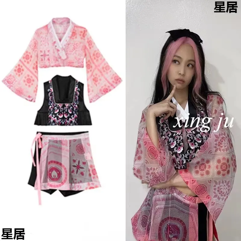 Kpop Korean Singer Jazz Dance Clothes Nightclub Loose Embroidery Cardigan Shirt Fashion Coat Stage Clothing Festival Rave Outfit