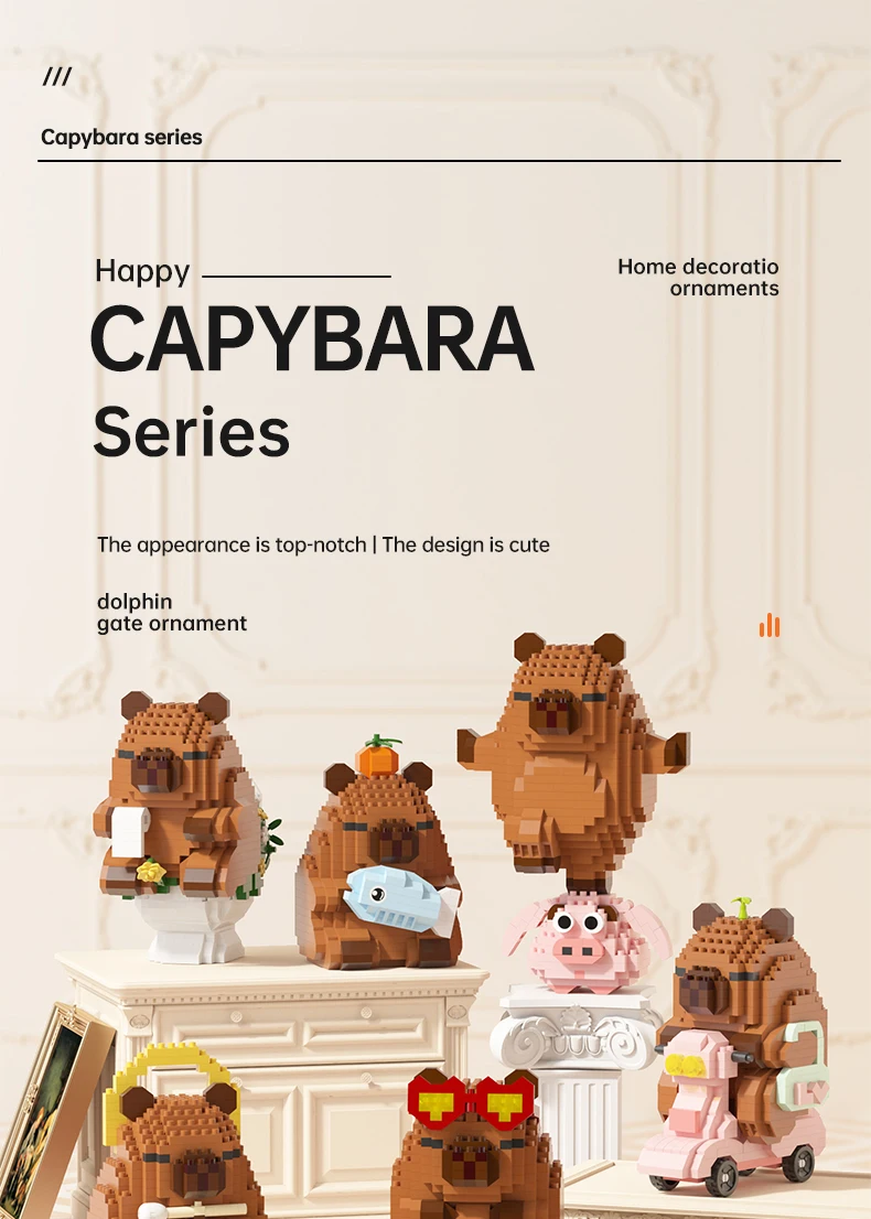 NEUES Kreatives Capybara-Baustein-Set - Niedliches Wasser-Mausläuse DIY-Modell | Lustiges MINT-Spielzeug für Kinder & Erwachsene, ideale Geburtstagsgeschenke – Detail 1