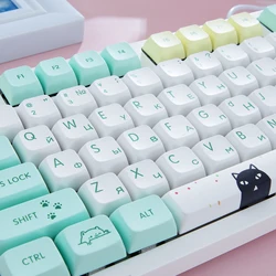 MAIMOOO Russian Keycaps XDA 131 Keys Cat Theme Keycaps Cute PBT Dye Sublimation for Mx Switch Mechanical Keyboard 6.25U Keys