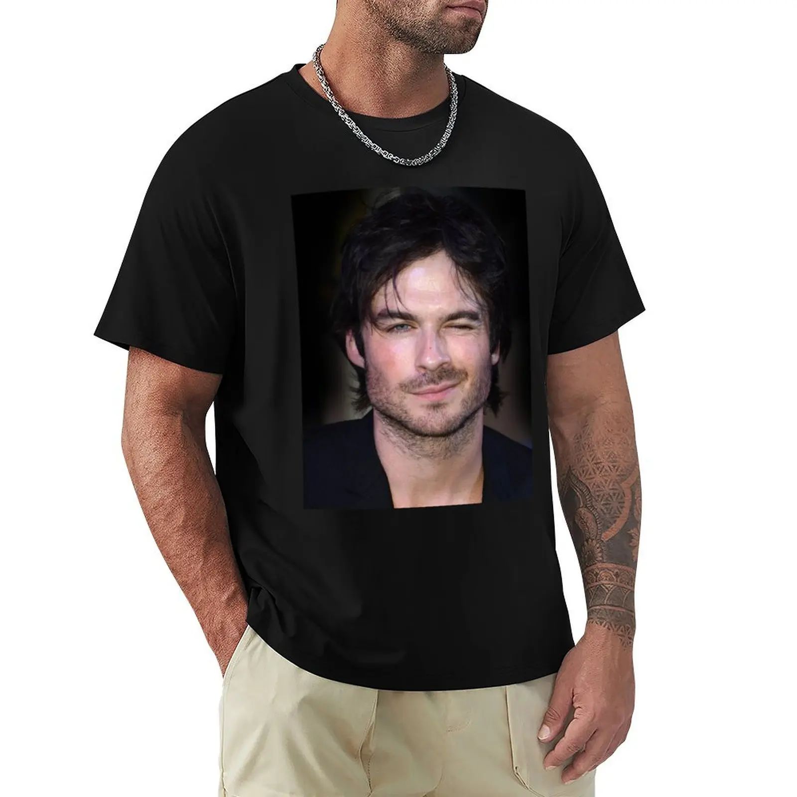 Ian Somerhalder Wink T-Shirt Plus Size Summer Casual T-Shirt