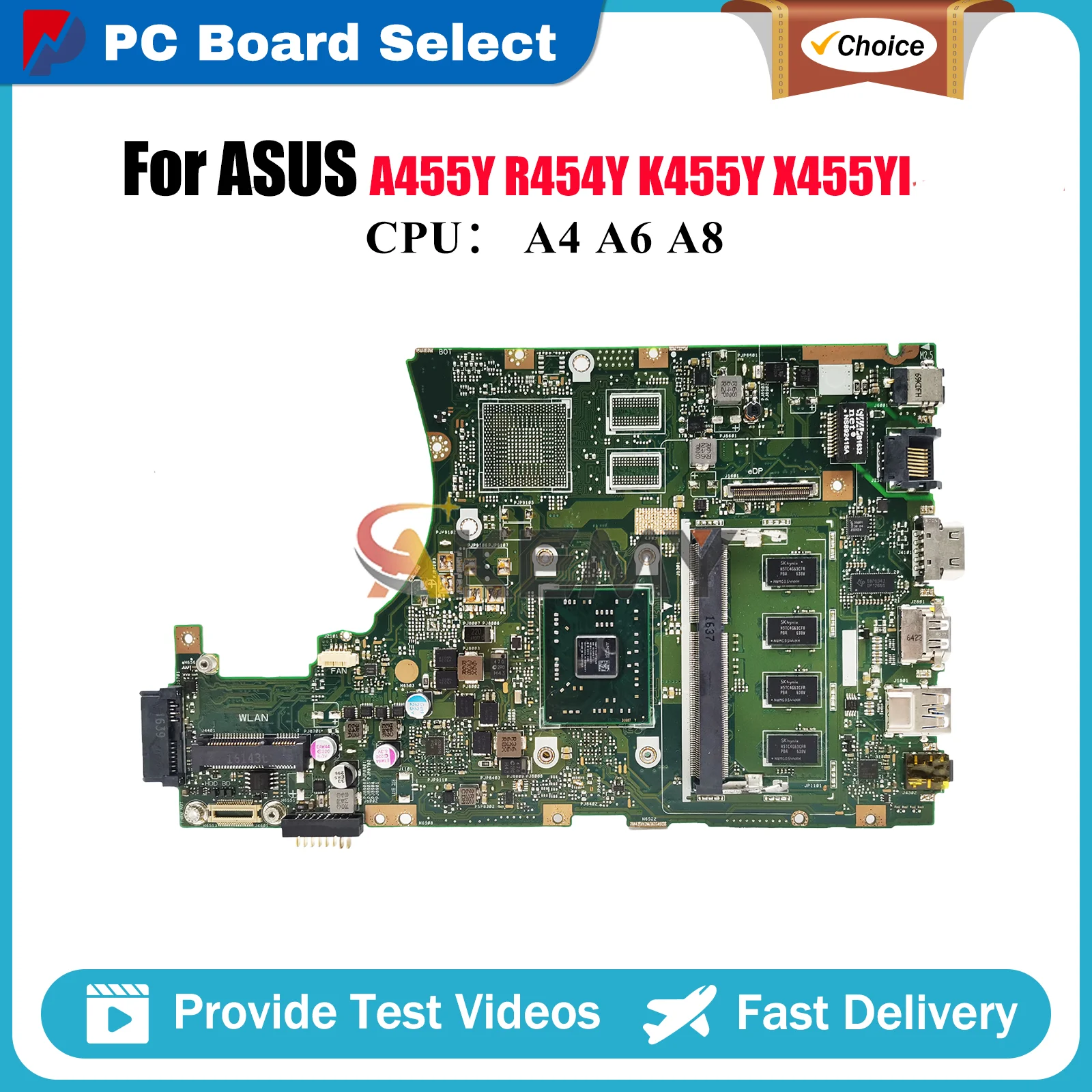 

X455YA Материнская плата для ноутбука ASUS VivoBook A455Y R454Y F455Y X455YI R455Y K455Y X455Y Материнская плата с процессором A4 A6 A8 tests stk