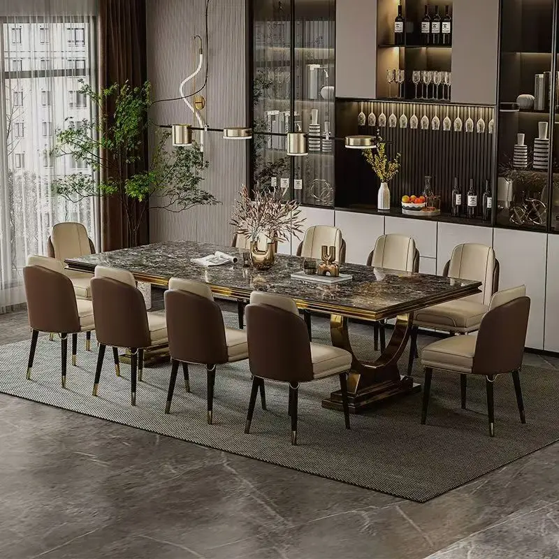 Slate dining table household large apartment rectangular high-end