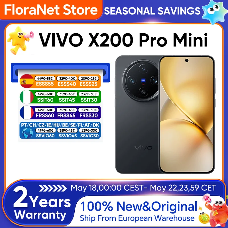 Vivo X200 Pro Mini OriginOs 5 6,31 Zoll AMOLED 120Hz Display Dimensity OTA 5700mAh 90W 50MP Kamera Google-Unterstützung CN-Version VIVO Neu