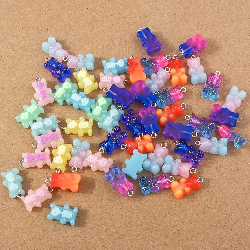 10 Stück 20 x 11 mm niedliche Harz Tier Bär Charms Anhänger für Schmuckherstellung Ohrringe Halskette DIY Zubehör Zubehör – Detail 1