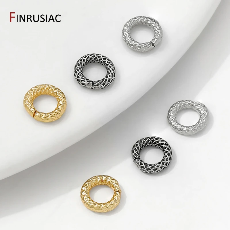 14K Gold Plated Brass Mesh Pattern Open Jump Ring Split Ring Jewelry Findings,Connecting Ring For DIY Jewelry Making Accessories