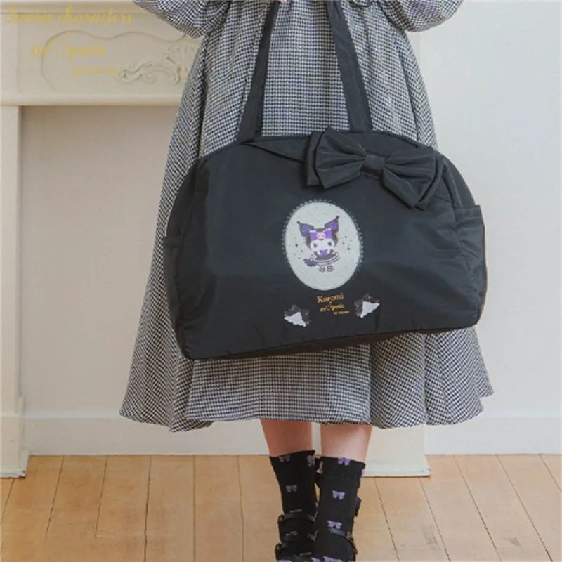 

Sanrio Kawaii Kuromi My Melody Travel Bag Hello Kitty Cinnamoroll Anime Large Capacity Bow Girly Heart Fitness Bag Gift for Kid