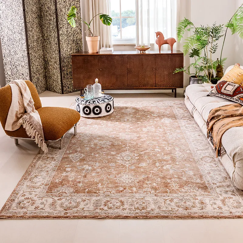 Retro Chinese Style Living Room Carpet American Large Thick Rug for Bedroom Decor Persian Morocco Sofa Tea Table Floor Mat Study