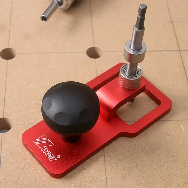 

19/20mm Vertical Drill Guide Jig, Aluminum Alloy Hinge Hole Punch Locator with Bearing Sleeve & Anti-Slip Base for Woodworking