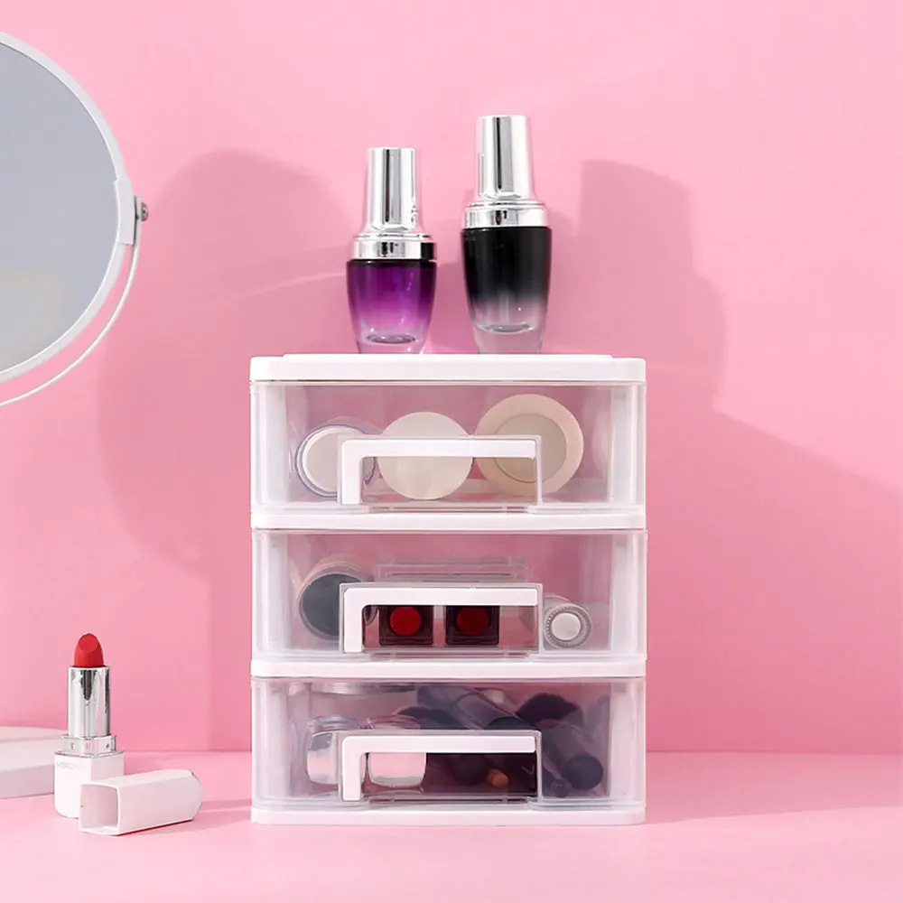 

Multi-Layer Desktop Storage Box Organizer Shelves Plastic Drawer Unit For Office Study Room Lightweight Portable