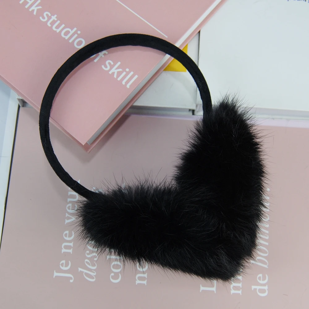 2024 Hot Sell Russian Lady Plush Real Rabbit Fur Earlaps Winter Women Warm Fluffy Rabbit Fur Earmuff Outdoor Female Fur Earflaps