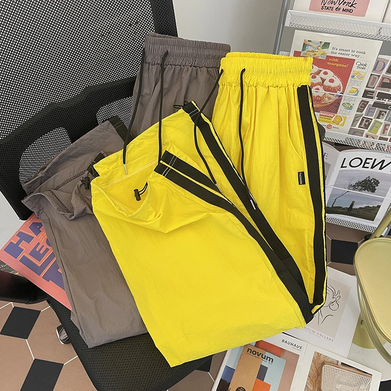 

Summer Stripe Ice Silk Sun Protection Sports Pants Loose Casual Long Trousers for Men And Women Street Sle Dopane Vibe