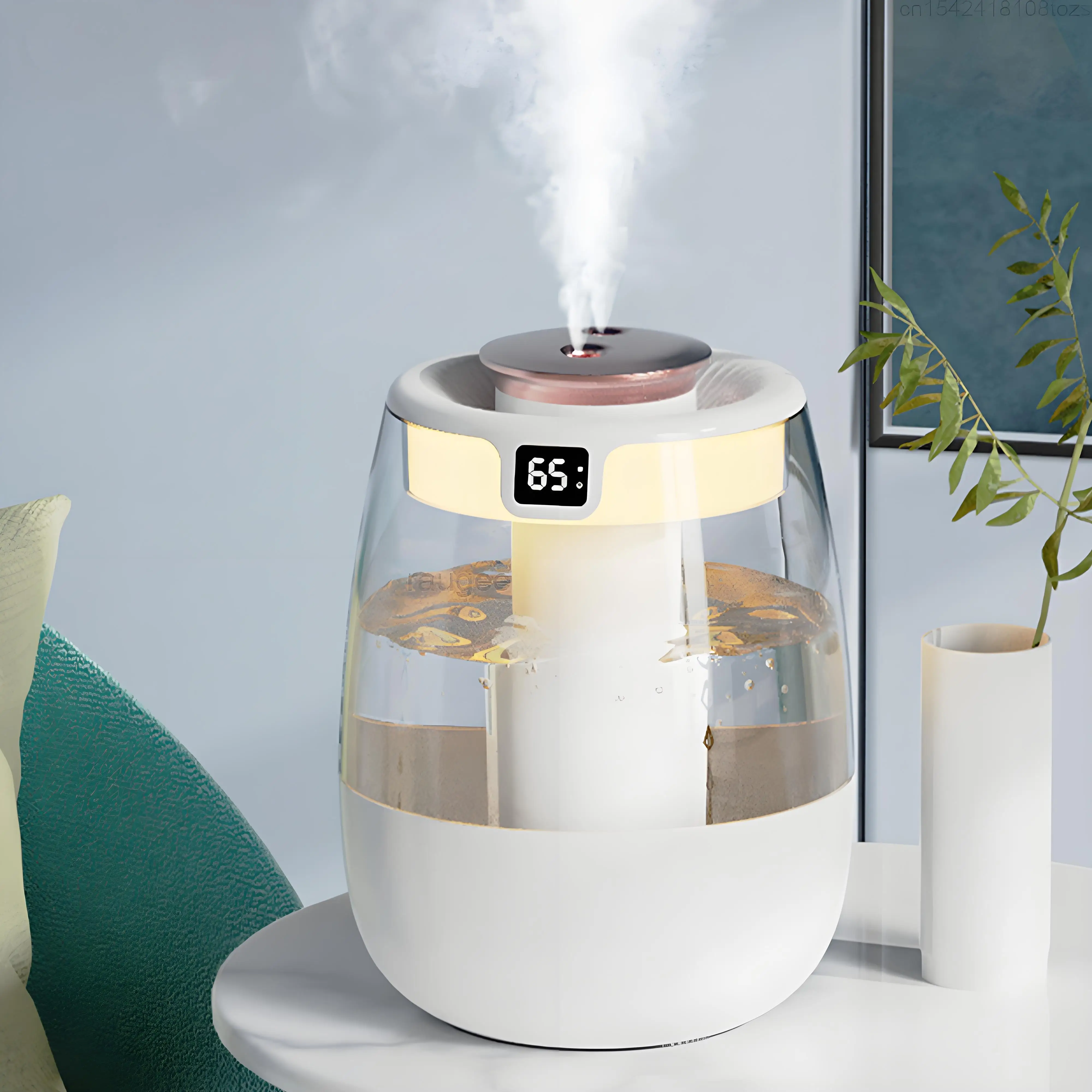 Mini humidificador silencioso portátil USB con doble boquilla, niebla fría, para dormitorio, con pantalla Digital inteligente AI de humedad del aire