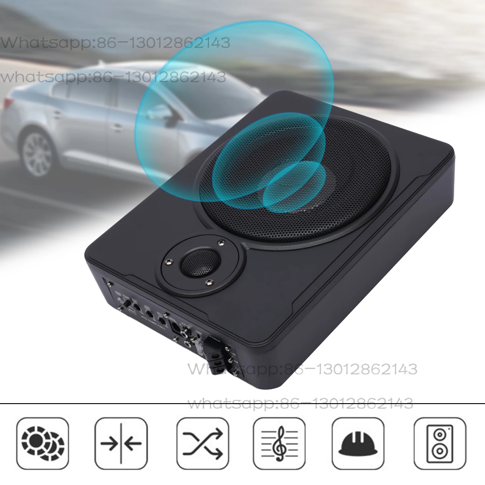 Caisson de basses Ultra fin pour voiture, 8 pouces, 600W, actif sous le siège, basse + couvercle métallique mince, 12V