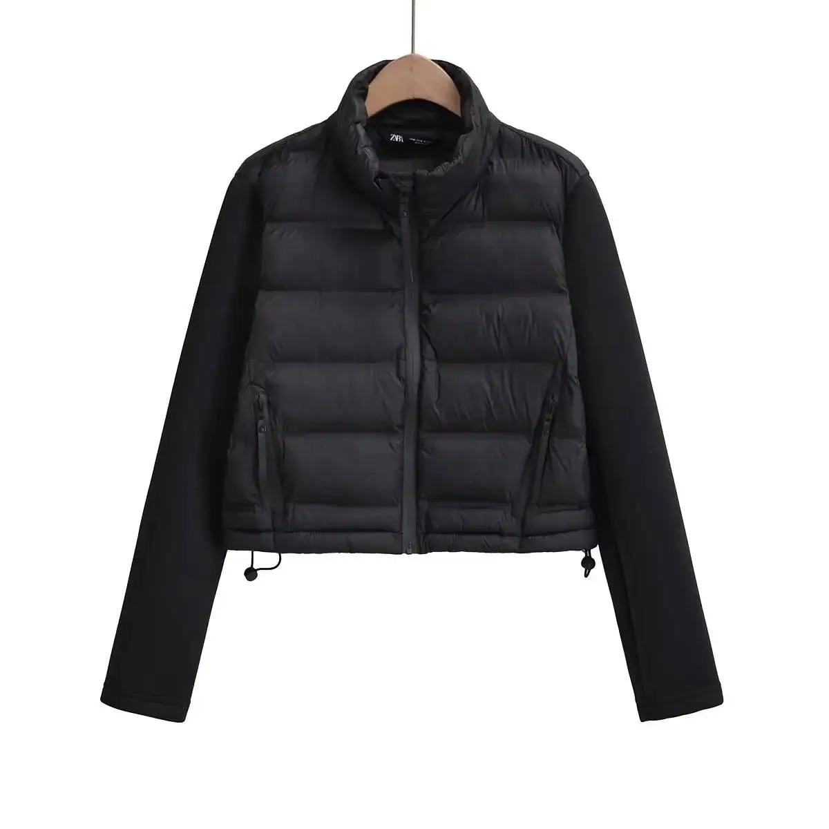 Woman's Jacket Patchwork Cropped Long Sleeve Coat Armygreen Parkas Veste Femme Parki