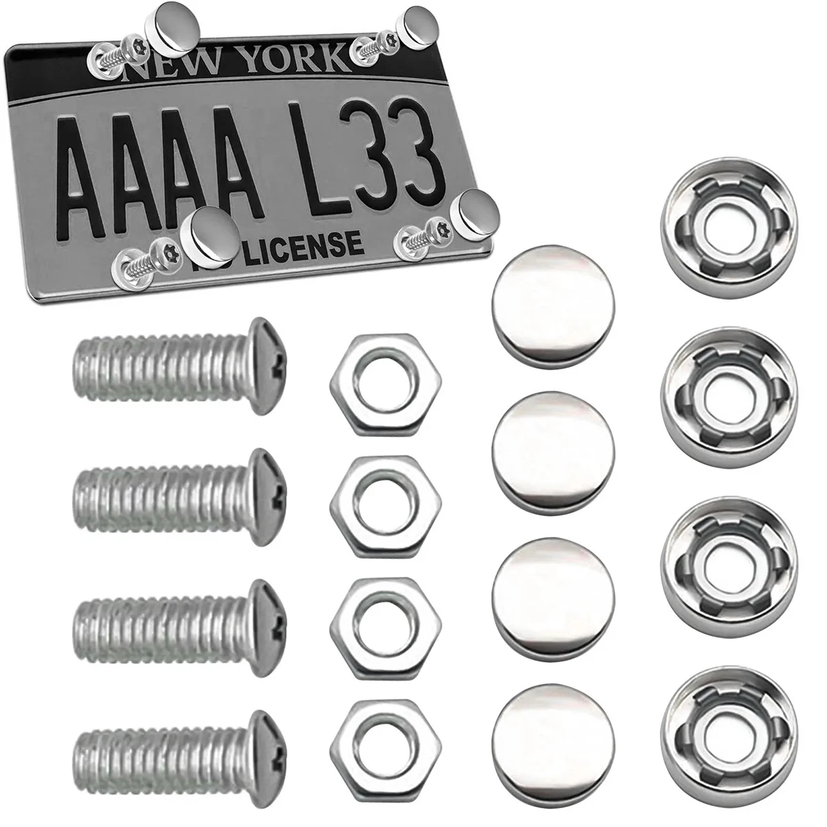 Anti Theft License Plate Screws Stainless Steel Bolts Fasteners Kits for Car Tag Frame Holder Mounting Hardware Cover Security