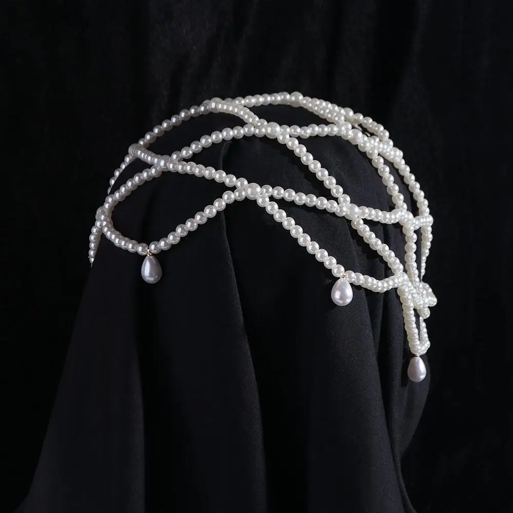 

Temperament White Pearls Hairband Luxury Handmade Pearls Head Chain Wedding Bride Boho Headband Women Jewelry