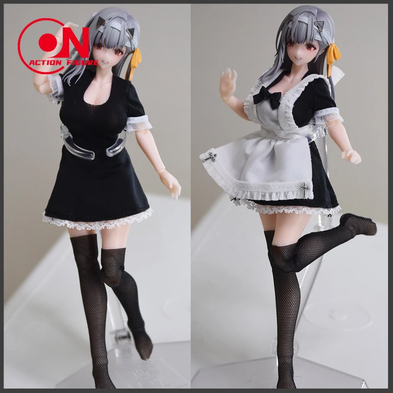 

1/12 Female Mini Lace Trim Maid Costume Outfit Clothes Model Fit 6" TBL T02 Romankey Snail Shell Action Figure Body