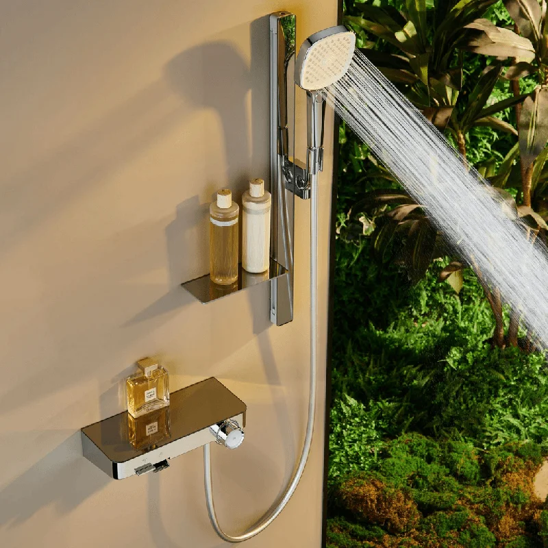 Simple shower set household hotel toilet bathroom can lift hot and cold mixing valve shower head