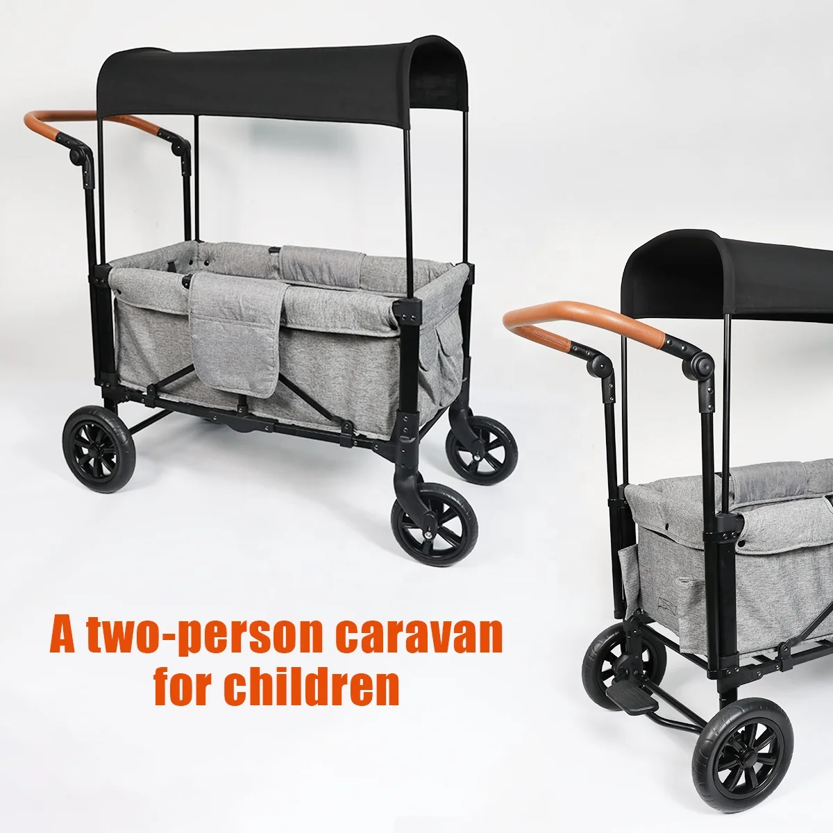 Prodigy proveedor de bebés al aire libre niños Camping lujo 2 asientos cochecito Wagon niños bebé viaje plegable Wagon cochecito con dosel