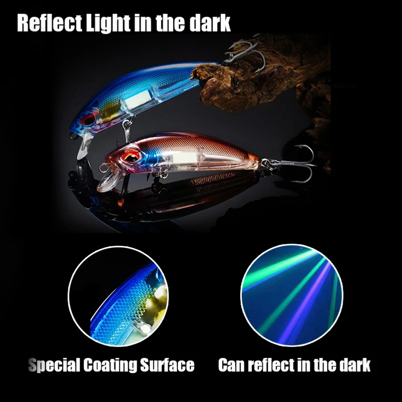 Luminous Minnow Fishing Lures 3D Eyes Night Fishing Bait Artificial Hard Crankbaits Wobblers With Hook Pesca image 4