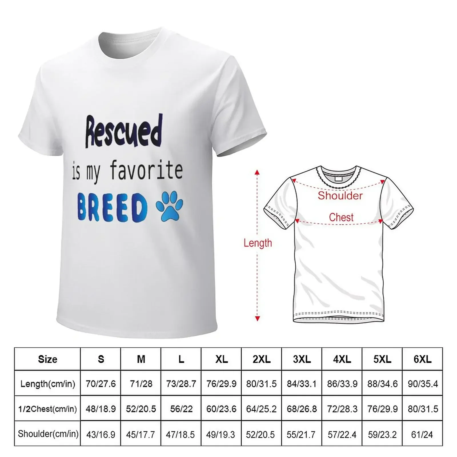 Rescued is my favorite breed T-shirt hippie clothes quick drying plain sports fans heavyweight t shirts for men