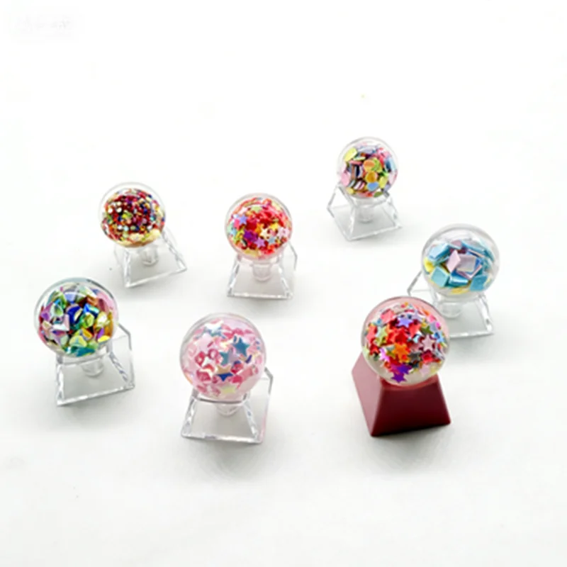 

3D DLYCrystal Keycaps Pink Glow Cherry MX | R4 ESC Anime Girl Transparent Keycaps Gift for Friend