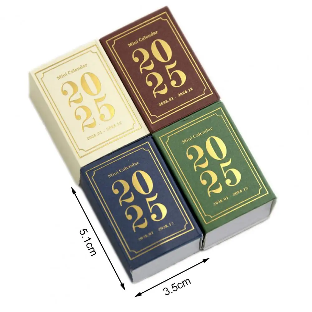 2025 Mini Desk Calendar Desk Organizer Book Shape Compact Portable Retro Monthly Scheduler Calendar Home Decor New Year Gift