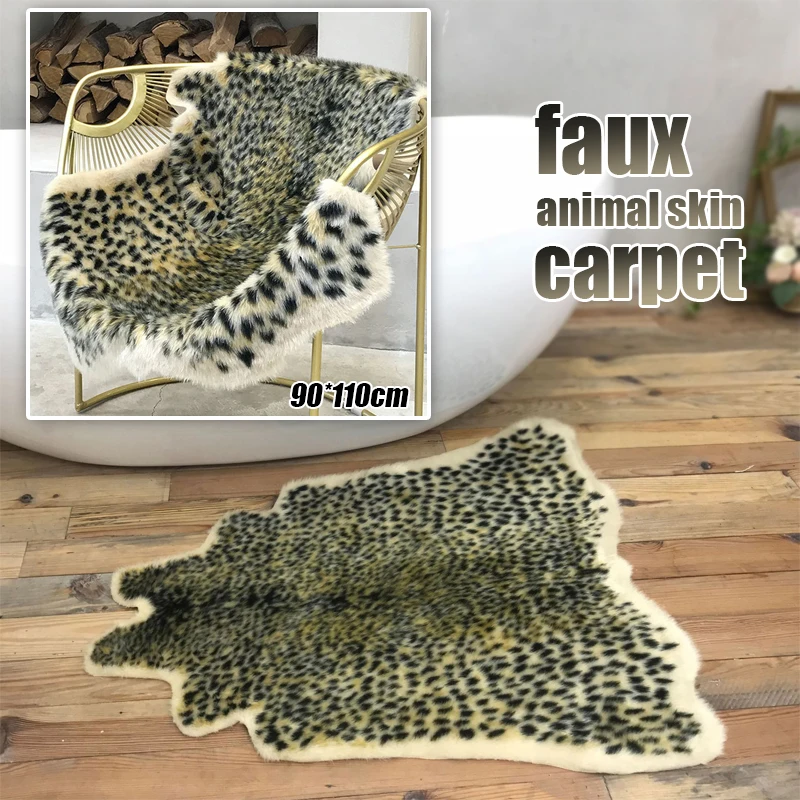 Zebra Pattern Soft Faux Fur Area Floor Mats Home Bedroom Non-slip Decorative Rugs Imitation Leather Animal Whole Leather Carpet