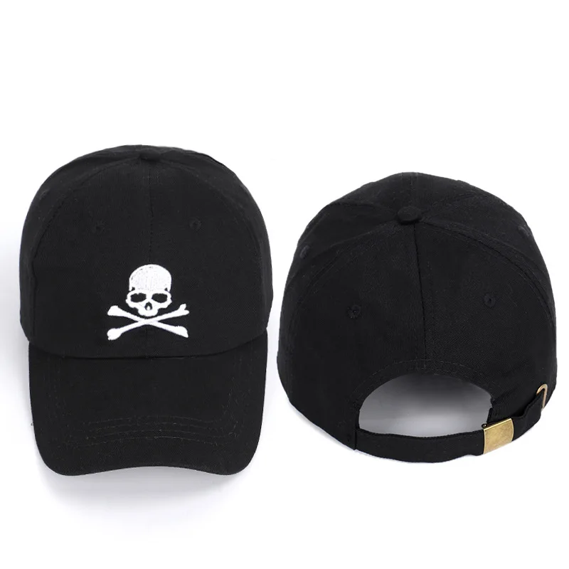 Cool Men Women Summer Skull Embroidery SunShade Cotton Baseball Cap Outdoor Sport Sunscreen Punk Hip Hop Adjustable Hat P55