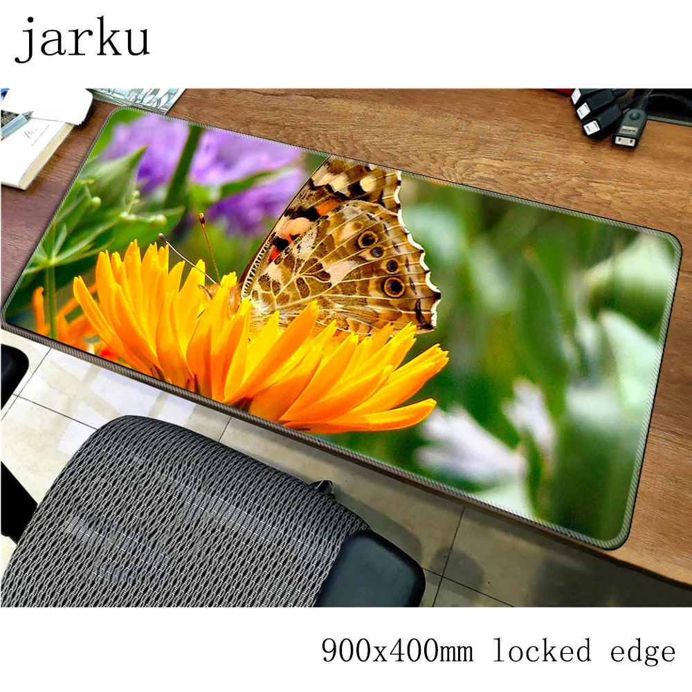 beautiful Flower Big promotion Cool New Butterfly Keyboard esports Gaming Mouse Pads Small Size for 900x400mm Rubber Mousemats