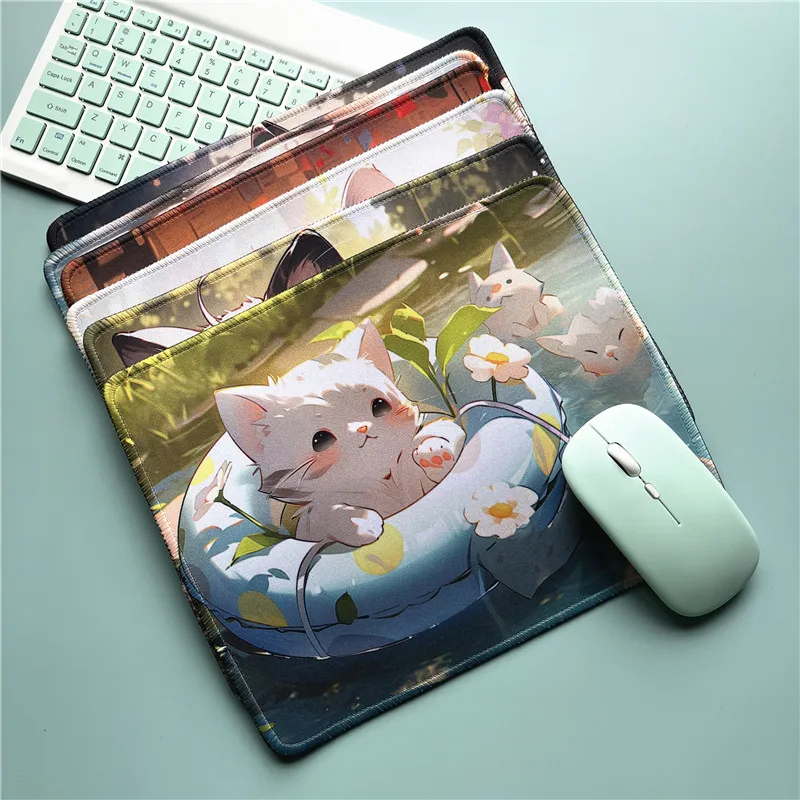 Kawaii Mouse Pad Cat Pad Mouse Desk Cartoon Table Mat Cute Gaming Mouse Pad Soft Overlock Mouse Pad Computer Office Accessories