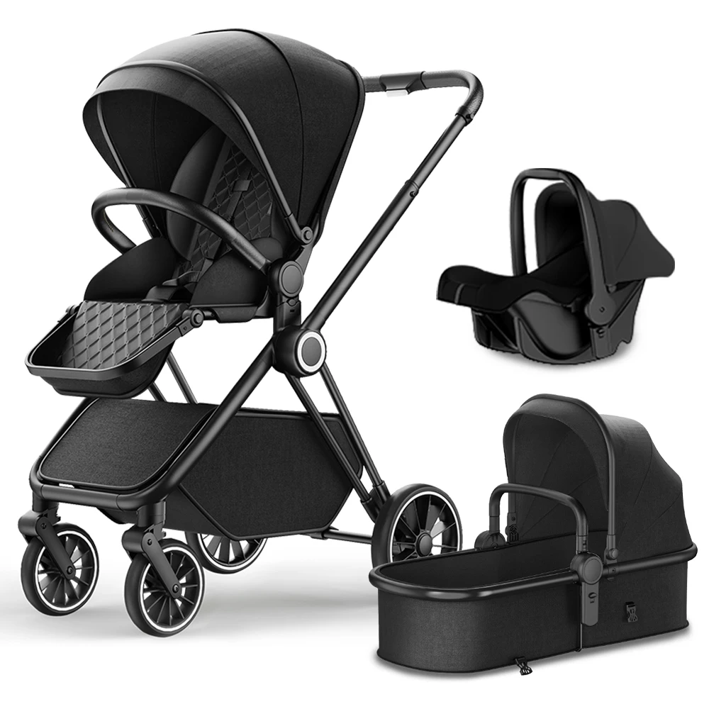 Coches Para Bebes. Luxury Baby Car Seat And Stroller Aluminium Alloy Frame Kinderwagen 3 En 1 Baby Stroller 3 In 1 With Car Seat