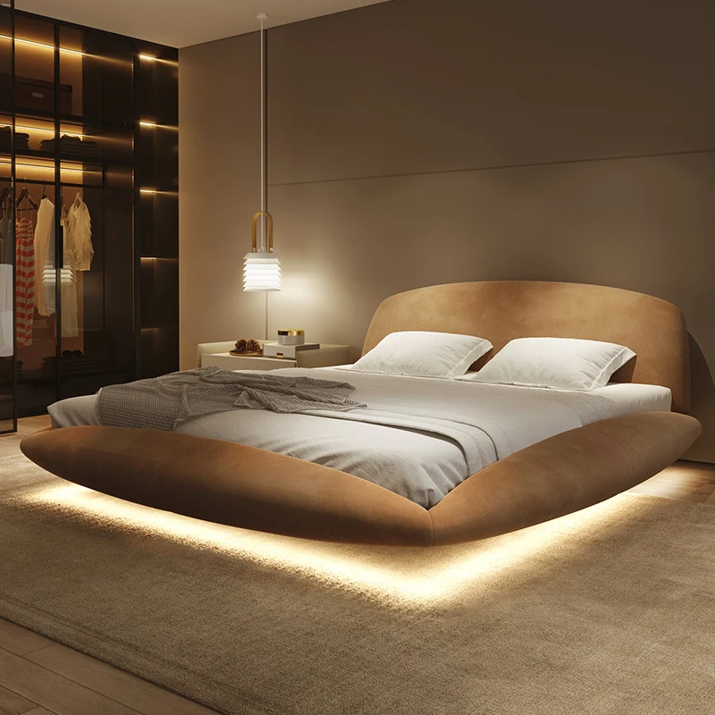 

Luxury Light Luxury Bed Technology Cloth Soft Atmosphere Master Bedroom Bed Modern Designer Organizer Muebles Hotel Furniture