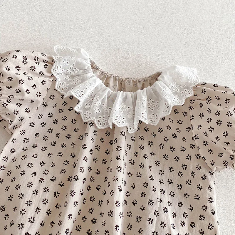 2025 New Summer Infant Baby Girls Bodysuits Short Sleeved Cotton Print Toddler Baby Girls Jumpsuit 0-24M Children Clothes 4