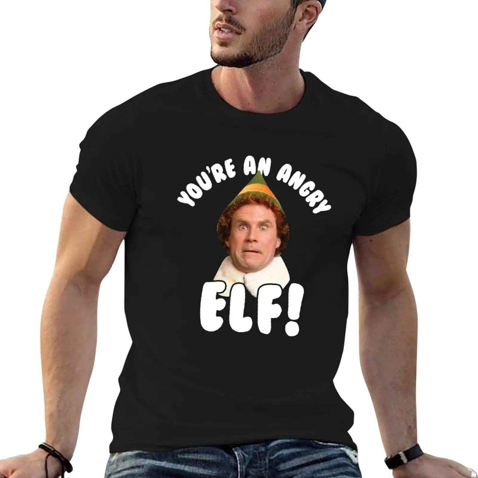 

Футболка Elf You're An Angry Elf, мужские футболки с рисунком, мужские футболки для мужчин, повседневная футболка