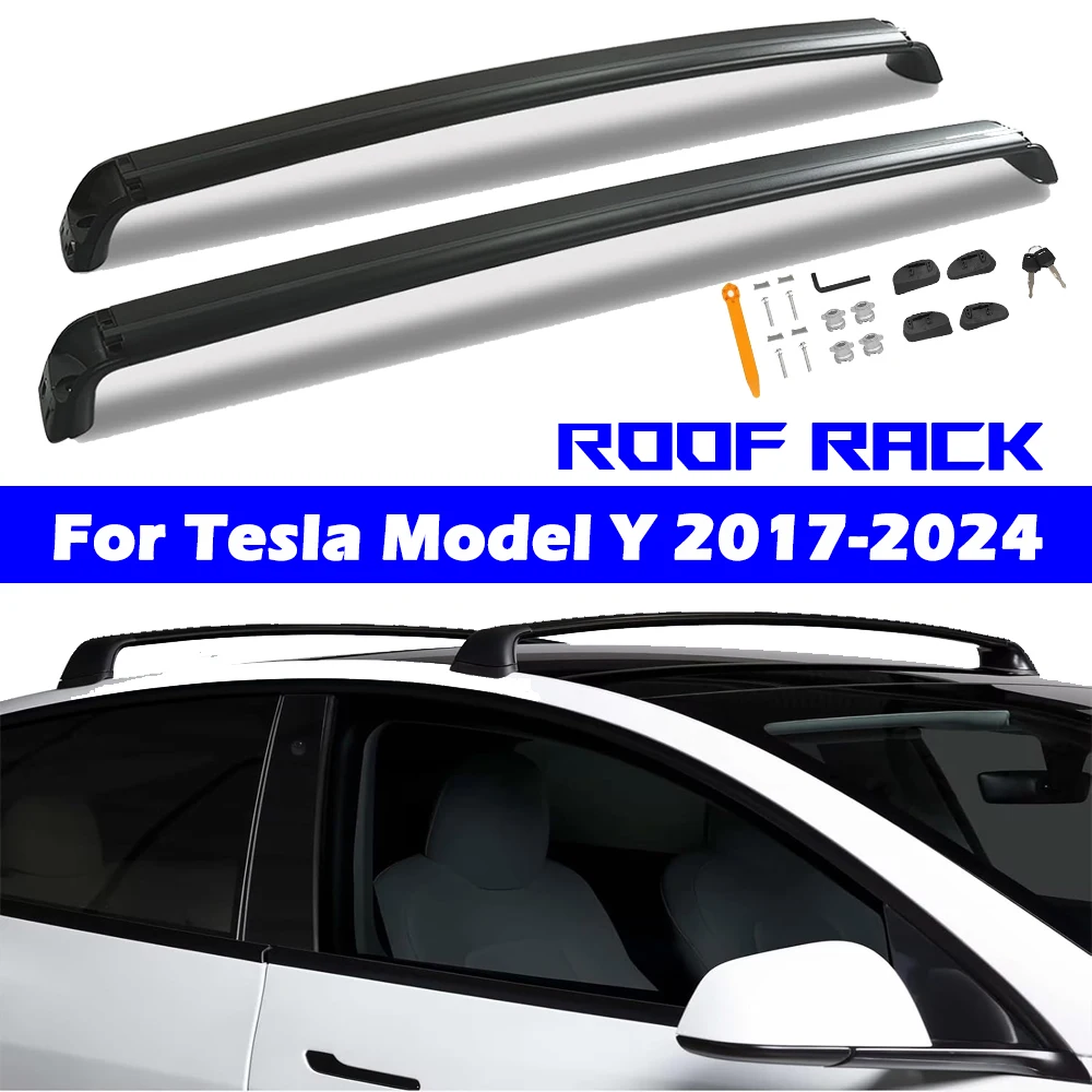 

Load Roof Rack Cross Bars for Tesla Model Y 2017-2024,Aluminum Crossbars Rooftop Luggage Cargo Cargo Crossbar 165lbs