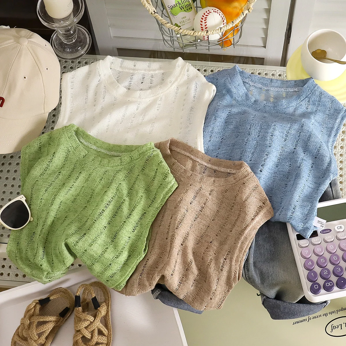 Summer Boys T-shirts Tops For Kids Baby Sleeveless Vest Tees Children's Clothing Casual Solid Color Breathable Tops