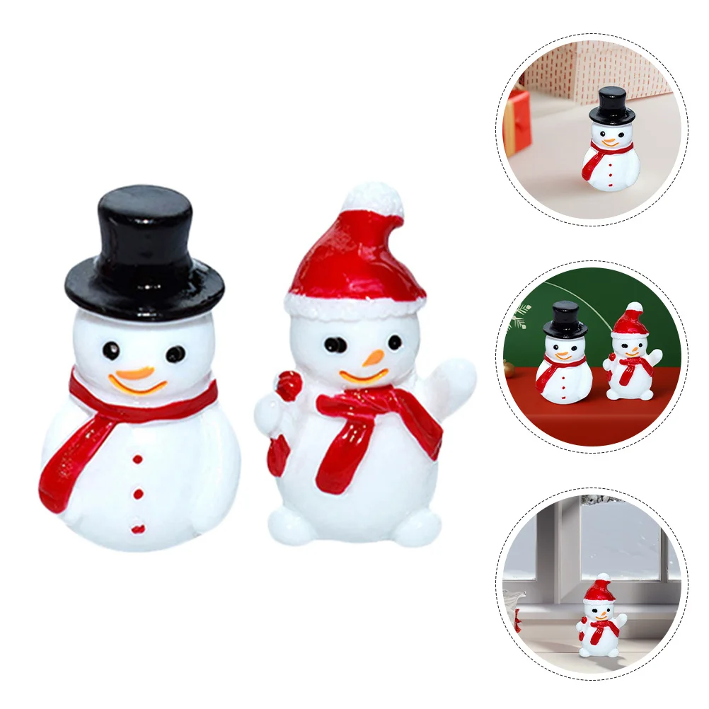 

10 pcs Mini Snowman Figurines 3D Resin Christmas Decorations For Diy Micro Landscape Dollhouse Tabletop Ornaments Miniature