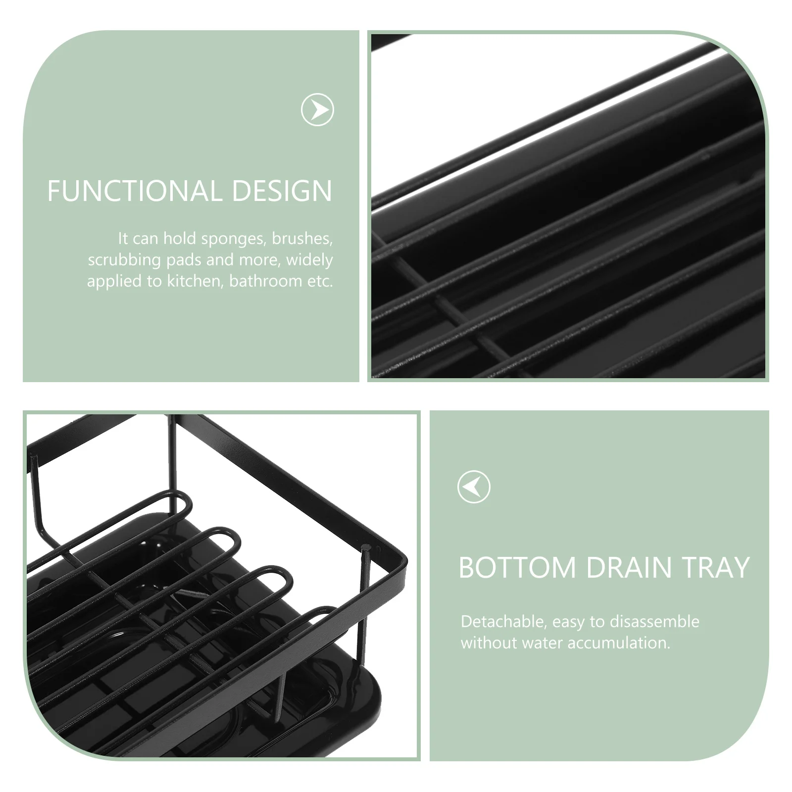 

Sponge Holder for Kitchen Sink with Draining Rack Soap Holder and Towel Bar Stainless Steel Countertop Organizer for Kitchen