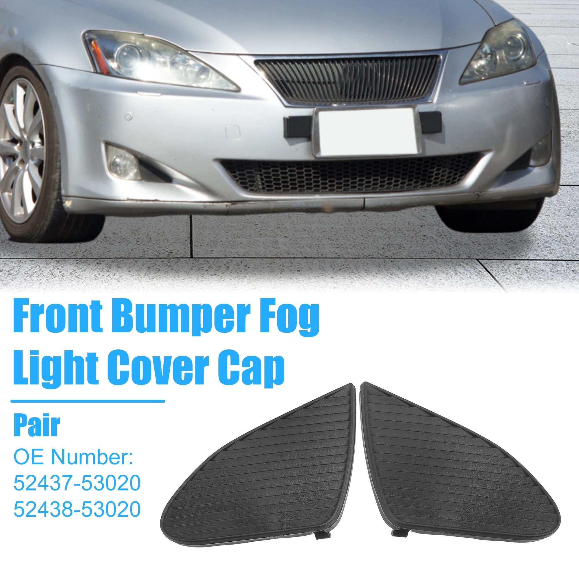 

UXCELL Front Bumper Fog Light Lamp Frame Grille Cover Cap Trim 52437-53020 for Lexus IS250 IS350 2009-2010 Plastic Black
