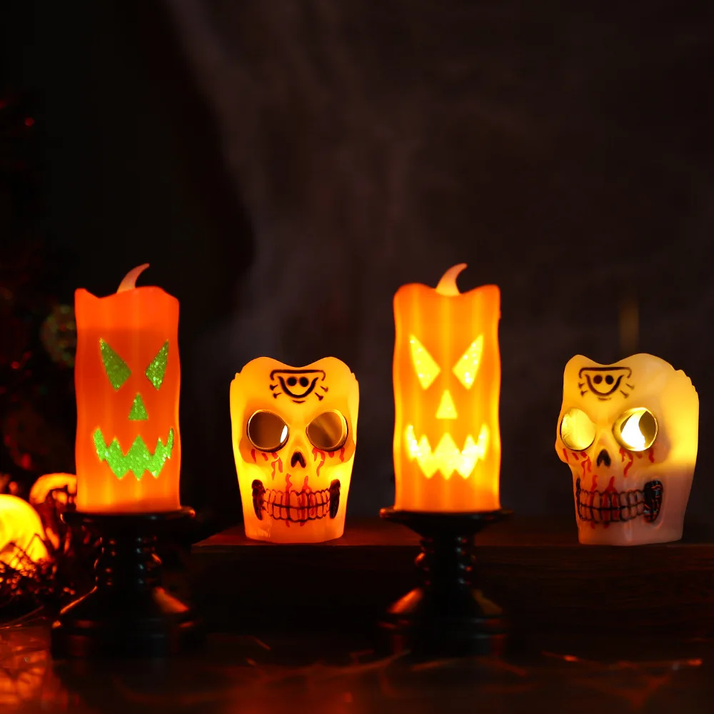 Halloween Decorations Fireplace Ghost Horror Skeleton LED Candle Light Mexican Day Ornaments Spooky Skull Halloween Gifts
