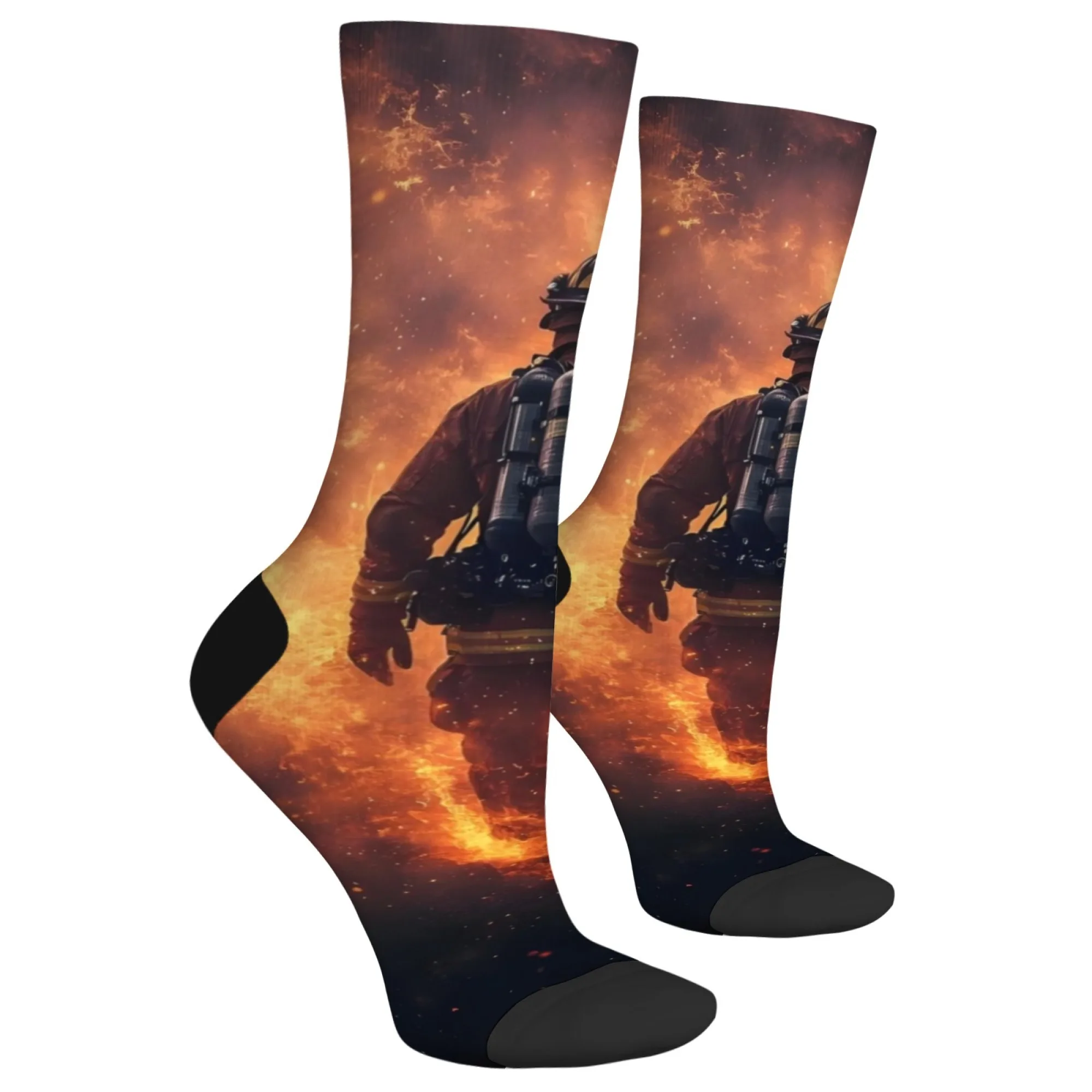 安全消防士ヒーローメンズソックスノベルティ面白い圧縮ソックス快適な通気性レトロファッションカジュアルスポーツソックス