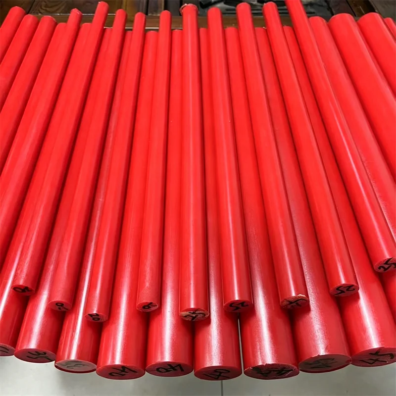 Diameter 20mm-60mm Length 500mm Red Polyurethane Solid Shock Absorber Rod Gaskets High Elasticity Wear Resistance PU Bar Stock