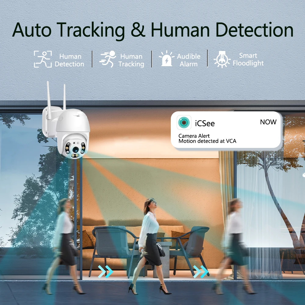 屋外IP監視カメラ,8mp,wifi,singlレンズ,自動追跡,ai人間検出,cctvビデオ,セキュリティカメラ,icsee