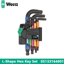 WERA 05133164001 9 Pcs Short L-Shape Metric Stainless Hex Key Set 1.5-10mm 950/9 Hex-Plus Portable Multicolour Hex Hand Tools