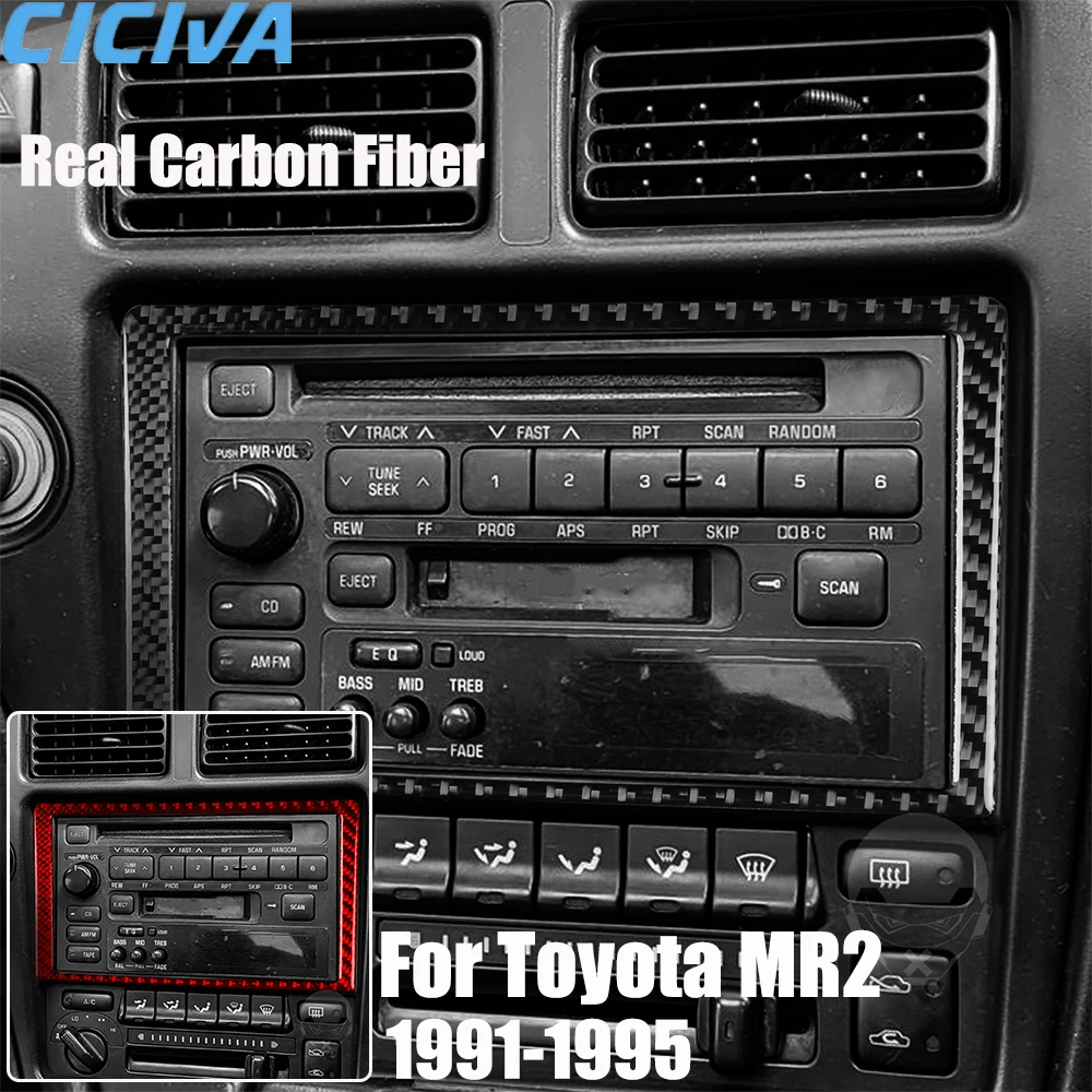 

Real Carbon Fiber Car Accessories Radio Control Decorative Cover Soft Sticker For Toyota MR2 SW20 1991 1992 1993 1994 1995
