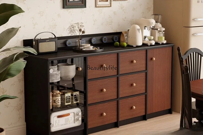

ls 42American retro multi-functional rock slab table storage cabinet living room side cabinet