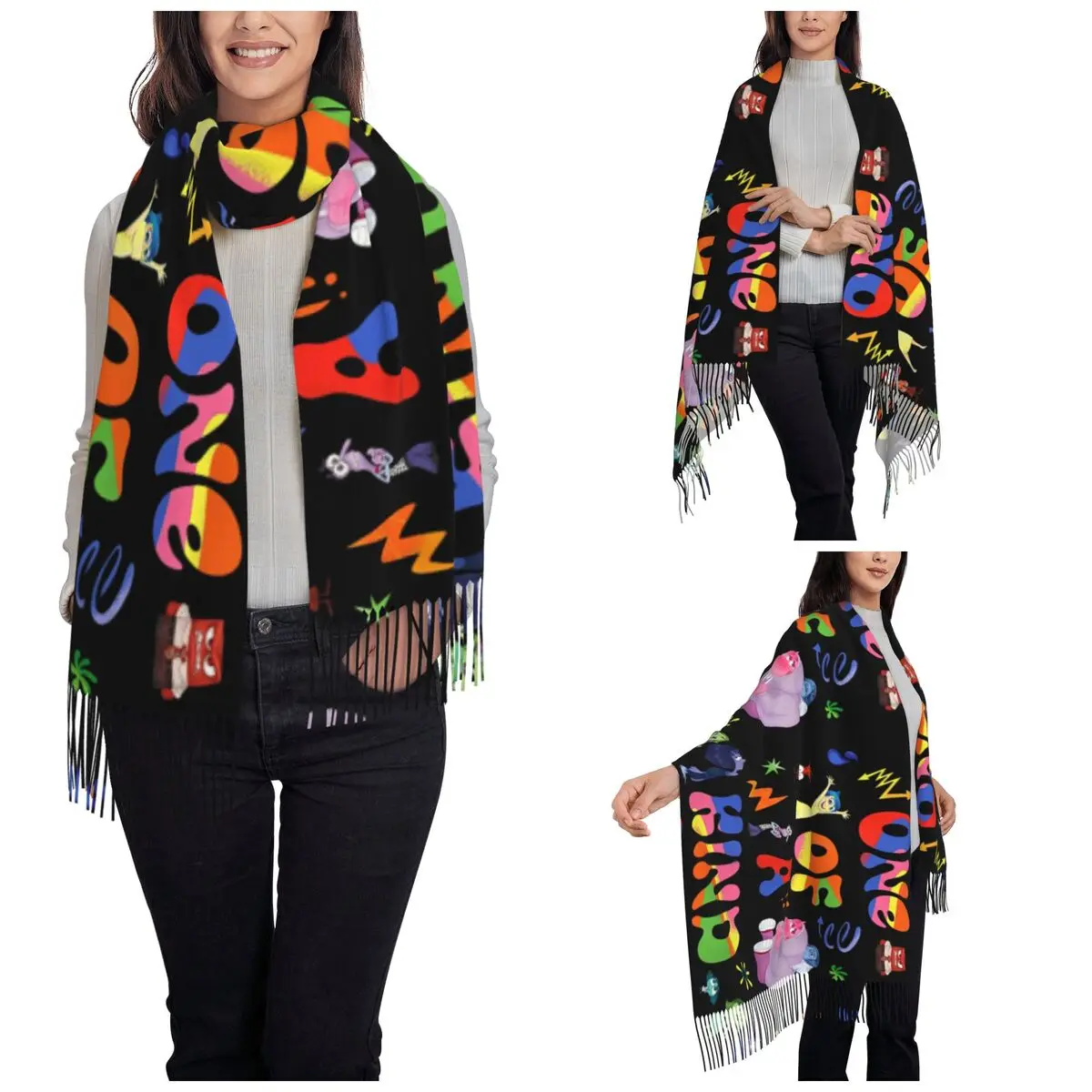 Inside Out Scarf for Womens Winter Fall Cashmere Shawls and Wrap Emotions One of a Kind Long Shawl Scarf for Daily Wear