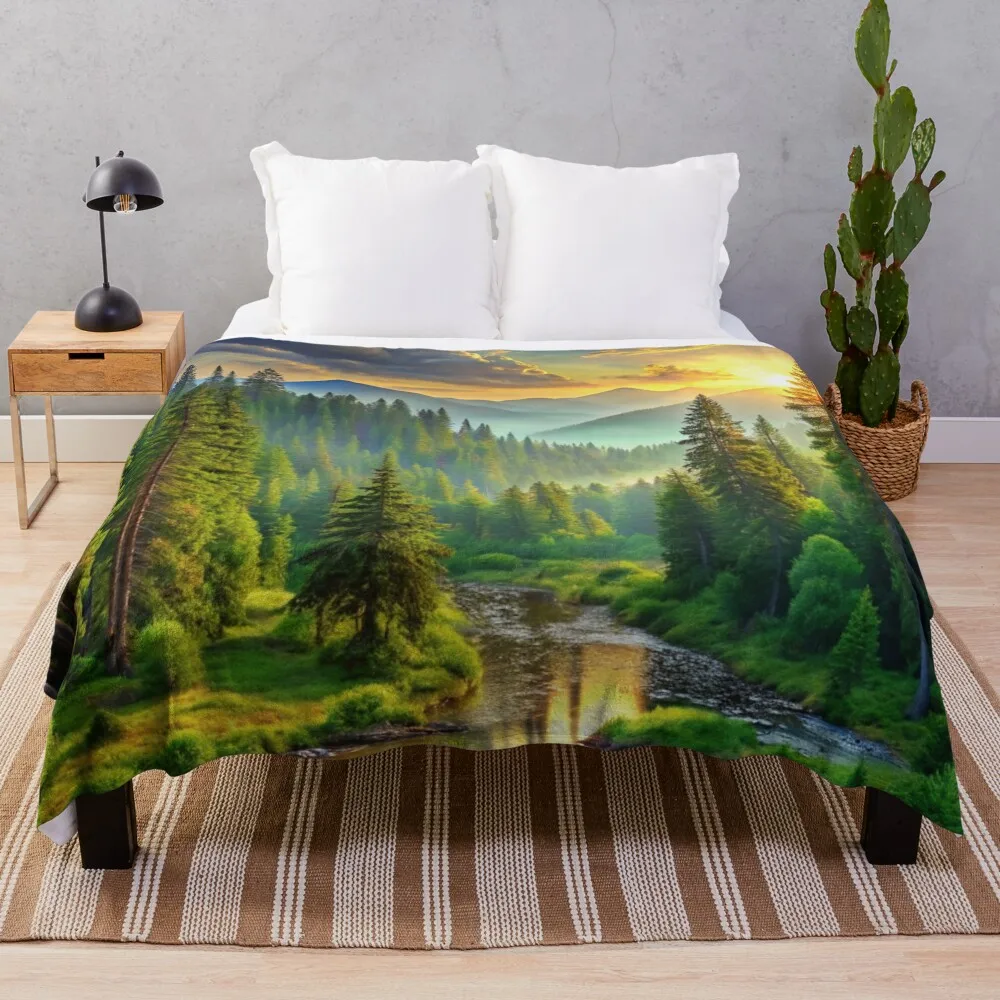 Discover Yourself Forest Sunset Nature Photography Throw Blanket blankets and throws For Sofa Thin Decoratives Blankets