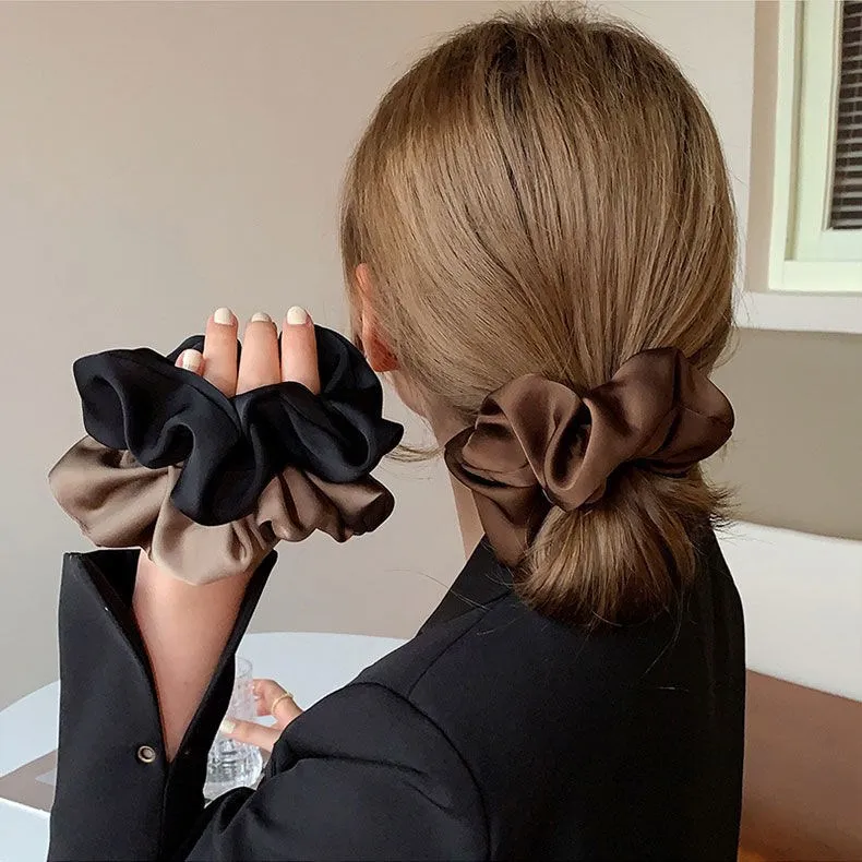 Koreanische Frau Große Elegante Seide Elastics Haar Band Mädchen Einfarbig Scrunchies Haar Krawatten Damen Pferdeschwanz Halten Haar Zubehör